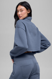 Sweat-shirt à col roulé pour femme, col rond, couleur unie, manches longues, tricoté en coton et fibre de bambou, respirant, pour l'automne - Product Image 3
