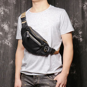 Sac de poitrine minimaliste pour homme en cuir véritable avec fermeture éclair, durable, pour usage quotidien, toutes saisons - Product Image 4