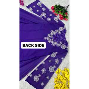 Hermosos vestidos de noche Top elegante y Plazzo con Pearl Handwork para fiestas - Product Image 4