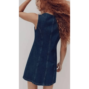 Vestido mini vaquero sin mangas con botones al frente - Product Image 2