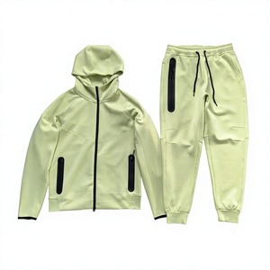 2026 Men's Casual Knitted Eco-Friendly Solid Printed Tracksuit Winter Drawstring Closure Hooded <b>Jacket</b> <b>Straight</b> Sweatpants - Product Image 4