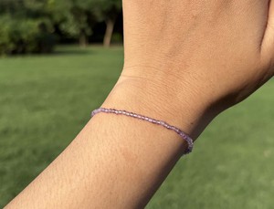 Natural <b>Amethyst</b> Micro Faceted Beads <b>Bracelet</b> 925 Sterling Silver Adjustable Purple Gemstone <b>Bracelet</b> Wholesale Jewelry - Product Image 1
