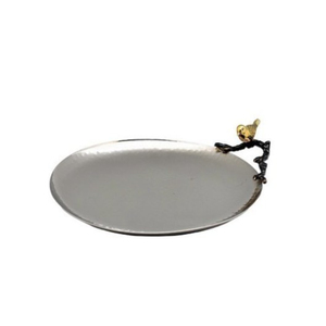 Bandeja de servir de latón martillado a mano con elegantes asas de flor, lujosa bandeja de metal dorado para decoración del hogar o fiestas, en oferta. - Product Image 6