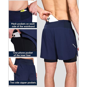 LEAFITS Short de sport blanc pour homme, séchage rapide, respirant, coupe-vent, en polyester, avec poche zippée, taille élastique, léger - Product Image 2