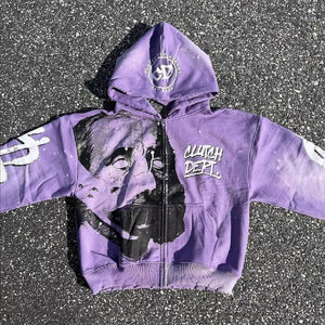 Sweat à capuche d'hiver personnalisé en coton épais 100% coton, style streetwear vintage, imprimé DTG, en molleton bouclette, délavé à l'acide et effet vieilli - Product Image 1