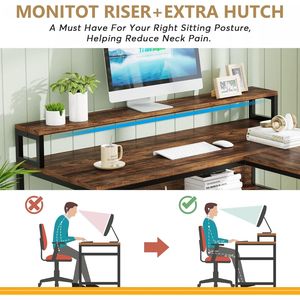 Scrivania a L Reversibile da 150 cm con 2 Supporti per Monitor e Libreria, Scrivania Angolare Profonda per Gaming e Uso Domestico - Product Image 4