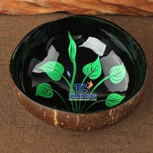 Cuenco de Coco Lacado de Alta Calidad, Diseño de Atardecer en Palmera de Coco, Superventas, Ideal para Resorts Isleños - Product Image 1