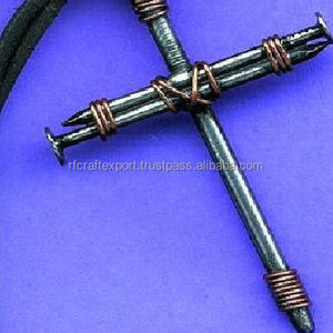 Viking Forged Rustic Vintage Style Nail Cross Necklace Christian Jewelry by RF Crafts Perfect Gift for Him on Party for Children - Product Image 1