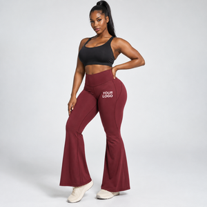 Ribbed Flare <b>Leggings</b> Ribbed <b>Texture</b> Yoga Trousers Daily Fitness Factory Direct Fitness Clothing Manufacturer Yoga Fitness Wear - Product Image 2