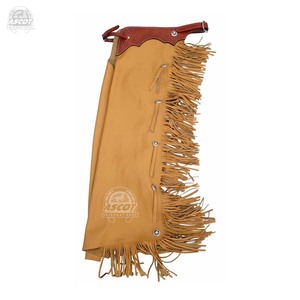 High Quality Chinks Bermuda Full chaps cow Suede <b>Leather</b> western chaps with fringes hand <b>tooling</b> - Product Image 6