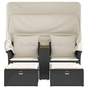 Divano da Giardino Nero e Bianco Crema - Product Image 4