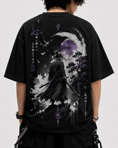Camiseta con Estampado de Guerrero Estilo Anime, Algodón Grueso, Corte Holgado - Product Image 4