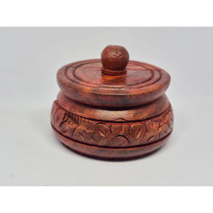 Handcrafted Bohemian Red Sandalwood Wooden Sindoor Box Kumkum Holder Decorative Pooja Item Home <b>Mandir</b> Wedding Festival Gift - Product Image 1