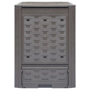 Composteur de jardin moyen avec aérateur en plastique brun imitation rotin - Product Image 2