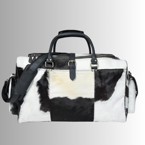 Bolsa de viaje de cuero con pelo de vaca, estilo vintage, de gran capacidad, para hombre, LHTB-0006 - Product Image 6