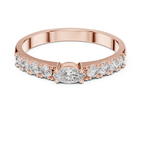 Marquise & round CUT Lab Grown Diamond 18K แหวนเพชรสีเหลืองทองแหวนหมั้นงานแต่งงานคลาสสิกเครื่องประดับเพชรโตใหม่ - Product Image 3