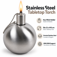 Lampe à huile d'extérieur en acier inoxydable pour table, avec nouveau support de mèche, idéale pour patio et terrasse - Vente en gros