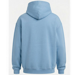 Sudadera con Capucha Azul Claro para Hombre, Color Sólido, Diseño Liso, Impresión Personalizada, Bolsillo Amplio, Sudadera Esencial, Servicio OEM - Product Image 2