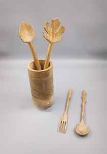 Ensemble d'ustensiles de cuisine en bois, cuillères et spatules naturelles, écologiques, faits à la main, outils de cuisine en bois - Product Image 4