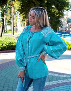 Blusa Casual de Algodón Popelín con Cuello en V y Manga Media Estilo Bohemio Vintage para Mujer - Product Image 2