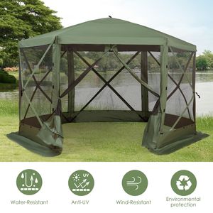 Gazebo Pop-up Verde 3,6x3,6m per Feste, Esagonale a 6 Lati con Pareti in Rete e Interno Ombreggiato - Product Image 4