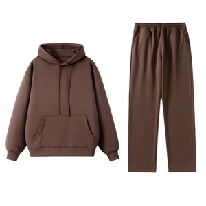 Ensemble de 2 sweat-shirt en molleton avec capuche en laine pour homme et femme Pantalon tendance pour le printemps, l'automne, l'hiver Logo imprimé respirant - Product Image 1