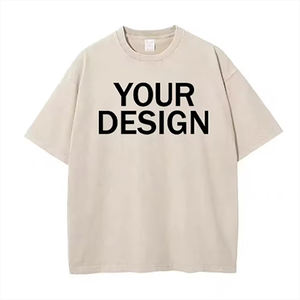 T-shirt streetwear de haute qualité, col épais et résistant, effet délavé à l'acide, 400g, 100% coton, pour homme - Product Image 5