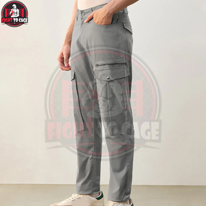 Pantalones Cargo para Hombre, Personalizados al por Mayor, Ligeros, Casuales, de Algodón, con Cintura Elástica Completa y Cordón Ajustable, 6 Bolsillos - Product Image 2