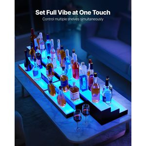 3-Tier 20-Inch LED Lighted Whiskey Rack USB Supported Home <b>Bar</b> <b>Shelf</b> with RF Remote Illuminated Wine Rack Display - Product Image 5