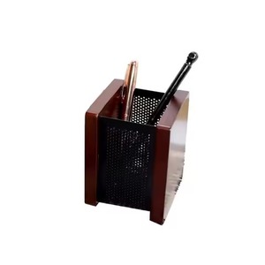 Boîte de rangement hexagonale en bois, organiseur de bureau minimaliste pour crayons et stylos, utilisation dans le salon - Product Image 5