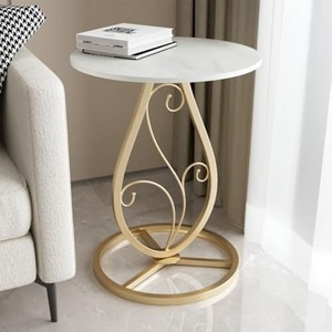 Table basse ronde en métal à trois pieds avec design décoratif industriel, meubles de salon modernes, style contemporain - Product Image 6