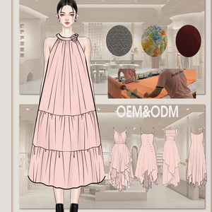 Nuovo abito da donna in poliestere Madix a vita alta plissettato Casual Casual a gradiente Casual <span class=keywords><strong>senza</strong></span> manica - Product Image 5