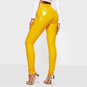 Pantalon en cuir PU pour femme, professionnel, décontracté, respirant, écologique, hiver, taille élastique, streetwear, coupe slim droite - Product Image 4