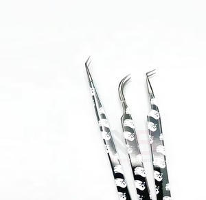 Pinces à cils noires et blanches avec revêtement, pointe fine durable, testées à la main, avec logo personnalisé - Product Image 2