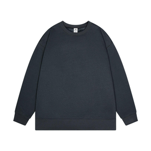 Sudadera de punto de algodón de 300 g para hombre, cuello redondo, extragrande, antipilling, forrada, para invierno, color liso, con logo frontal - Product Image 4