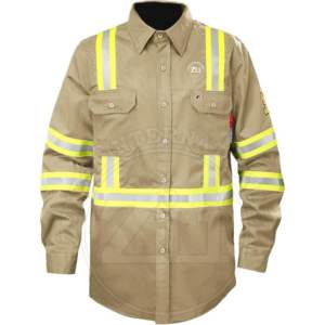 ZUNEZI ZI-7087 Respirador Transpirable de Alta Visibilidad con Certificación de Protección Contra Incendios, Manga Larga, Color Azul Marino/Caqui, 100% Algodón Twill - Product Image 1