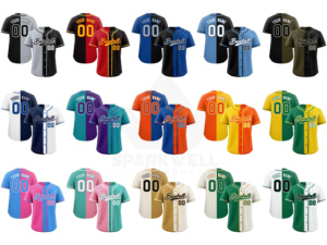เสื้อเบสบอลแบบกำหนดเอง สีม่วงอมเขียว ลายพิมพ์แบบซับลิเมชั่น สำหรับผู้ใหญ่ แขนสั้น ระบายอากาศได้ดี ชุดกีฬา - Product Image 6