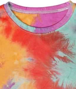 Camiseta de verano informal para mujer, con estampado tie-dye, para playa, natación, transpirable, holgada, para gimnasio, entrenamiento, yoga, camisetas tie-dye. - Product Image 5