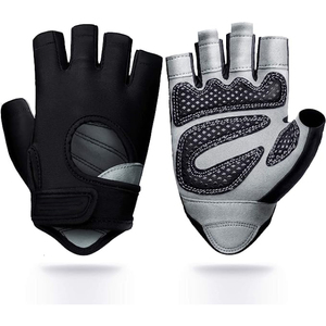 <b>Half</b> Finger Gloves Green Gray Breathable Non <b>Slip</b> Adjustable Wrist Strap Unisex Summer Fitness Gloves - Product Image 2