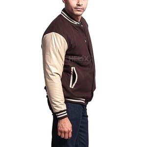 Chaquetas Varsity de Cuero de Piel de Oveja Color Granate, Estilo Clásico Letterman, Chaquetas de Béisbol con Logotipo Frontal Personalizado para Hombre - Product Image 3