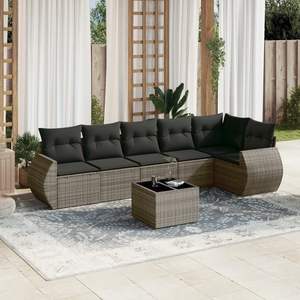 Conjunto de Sofás Modulares Grandes de Ratán Sintético Gris para Jardín, Colección Premium de Muebles para Exteriores - Product Image 1