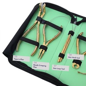Kit d'outils pour extensions capillaires en acier inoxydable étanche, comprenant Pince à sertir à trois trous, Pince à tapoter et Crochet de tirage de cheveux, Vente en gros - Product Image 2