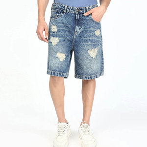 Men's Mid Waist Denim Bermuda <b>Shorts</b> 100% Cotton Woven Fabric Casual Style <b>Zipper</b> Fly Front Pockets Breathable Quick Dry Knee - Product Image 1