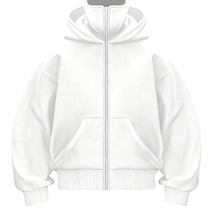 Sudadera con capucha tipo balaclava ninja unisex personalizada, 100% algodón, extragrande, gruesa, con cremallera, 500g, forro polar, estilo urbano de invierno, para hombre - Product Image 4