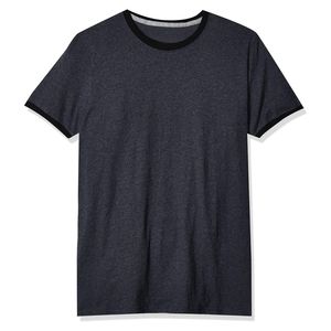 T-shirts de sport athlétiques à col rond en coton peigné et élasthanne, légers et respirants, avec bordure bleue contrastante personnalisée et manches ajustées - Product Image 5
