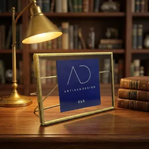 ARTISAN DESIGN Luxury Brass Metal Glass <b>Photo</b> <b>Frame</b> <b>7x5</b> inch Tabletop Picture <b>Frame</b> Decorative Desktop Display <b>Frame</b> Home Office - Product Image 5