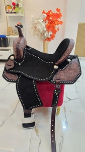 Silla de montar western de cuero de grano completo personalizada y duradera 2026 con adornos florales, brida de cuero portátil y accesorios a juego con el logotipo. - Product Image 3