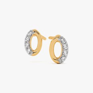 Pendientes de Aro Semicirculares con Diamantes Cultivados en Laboratorio en Oro Amarillo - Product Image 3