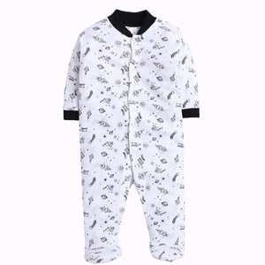 Fabricant de barboteuses pour bébés, vêtements d'été unisexes pour nourrissons en coton biologique imprimé sur mesure, fermeture à boutons-pression, usine - Product Image 3