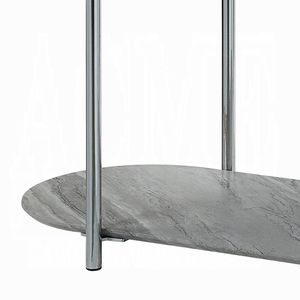 High Gloss Grey <b>Console</b> <b>Table</b> with Bottom Shelf Chrome Accent <b>Sofa</b> <b>Table</b> - Product Image 6